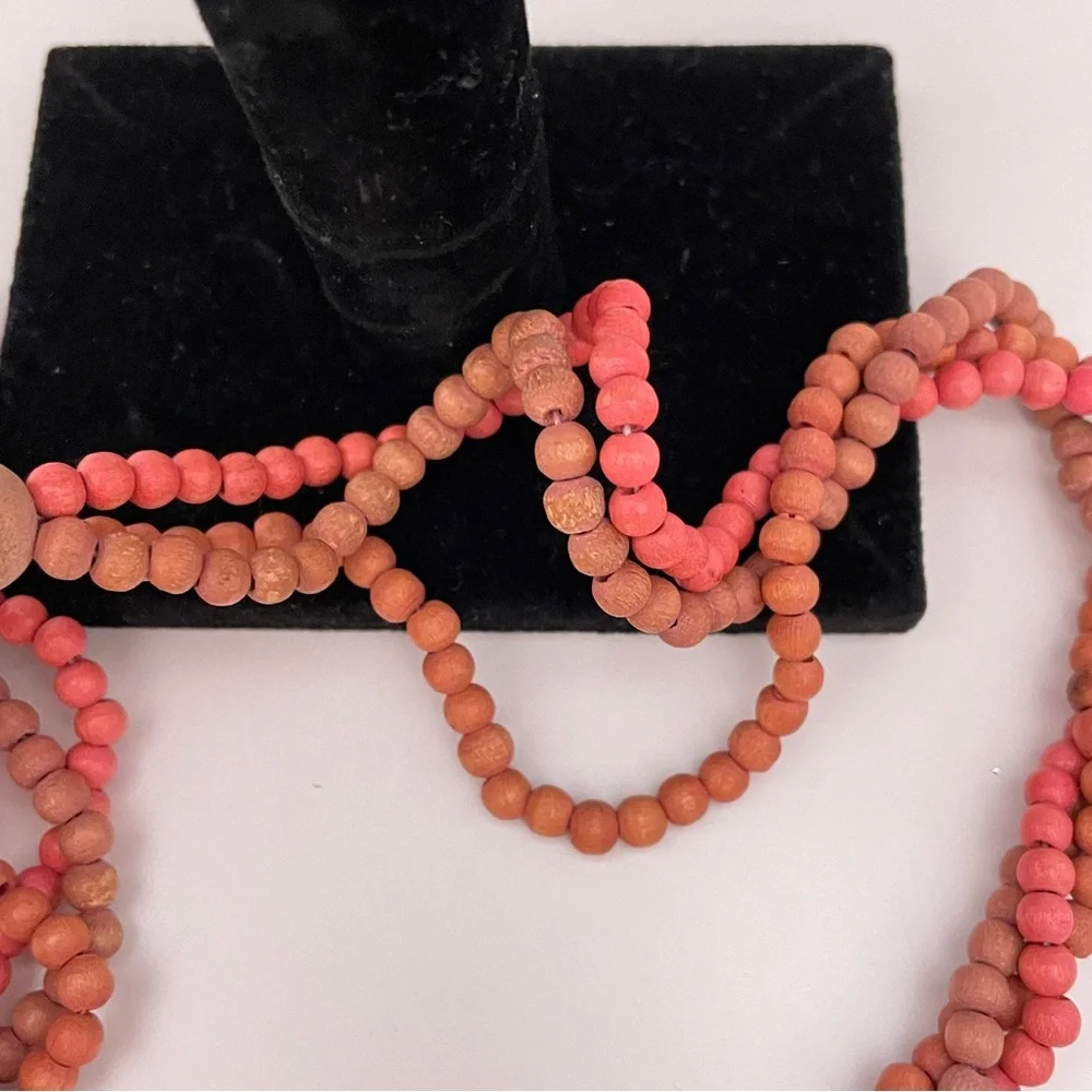 Vintage HAWAIIAN Wooden Summer Beach Tropical Vacation Natural Beaded Necklace